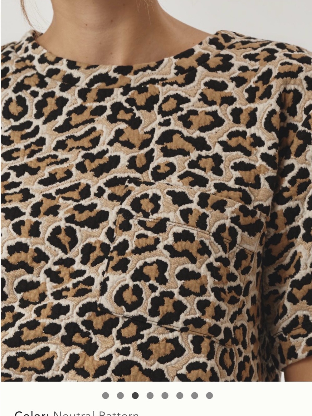 Anthropologie Maeve Leopard Print Short Sleeve Top - Tan Black Cream